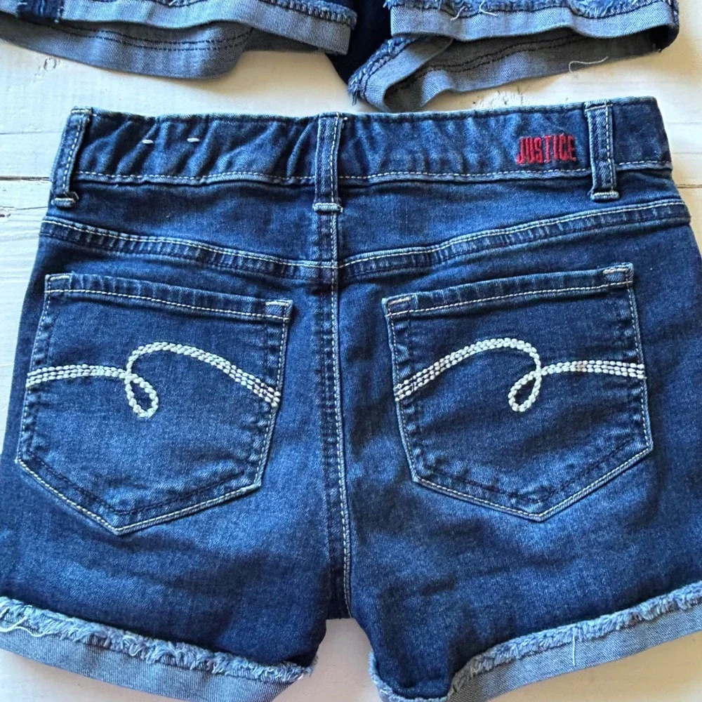 Justice Girls Denim Shorts Bundle Size 12/12Slim Embroidered /Distressed 4Pack
